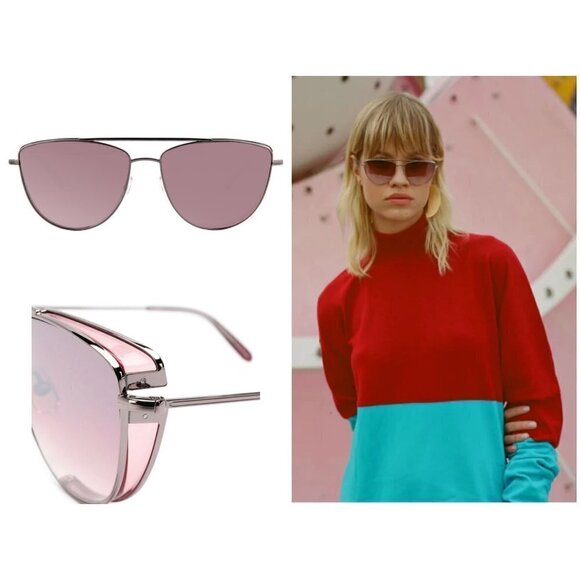 ?GARRETT LEIGHT? Zephyr Sunglasses ~ Plum Velvet Pink Blush Mirror Lens NWT